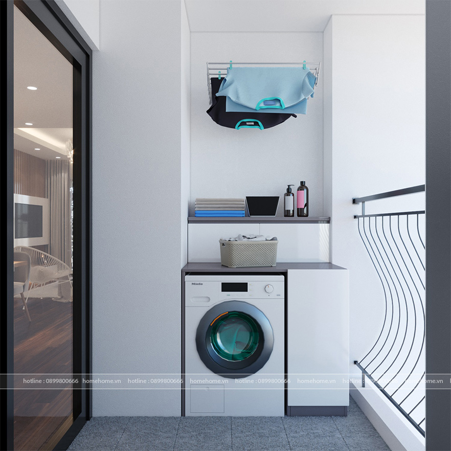 thiết kế ban công chung cư để máy giặt