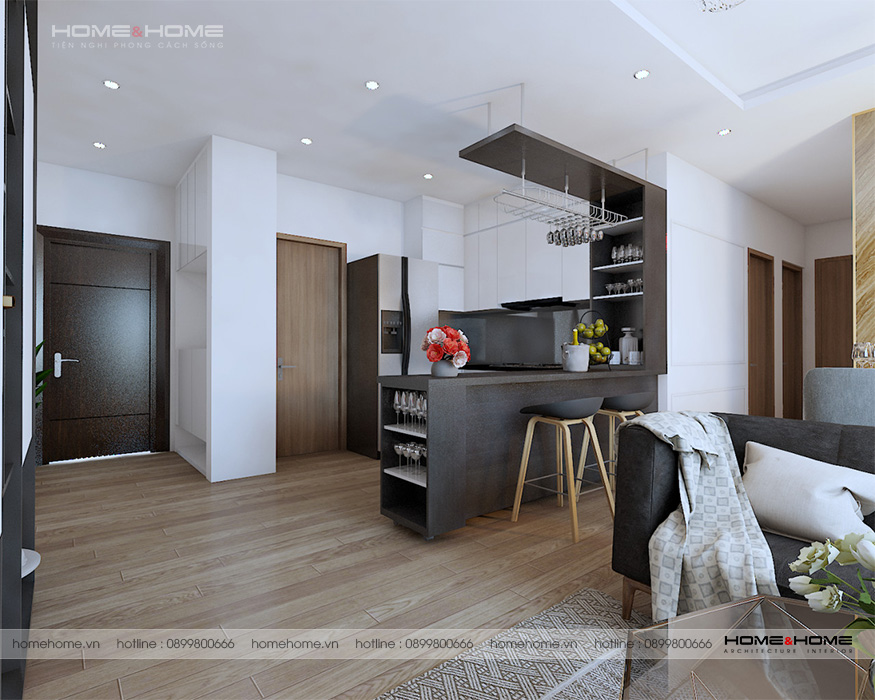 Thiết kế nội thất chung cư 70m2 theo phong cách hiện đại 4