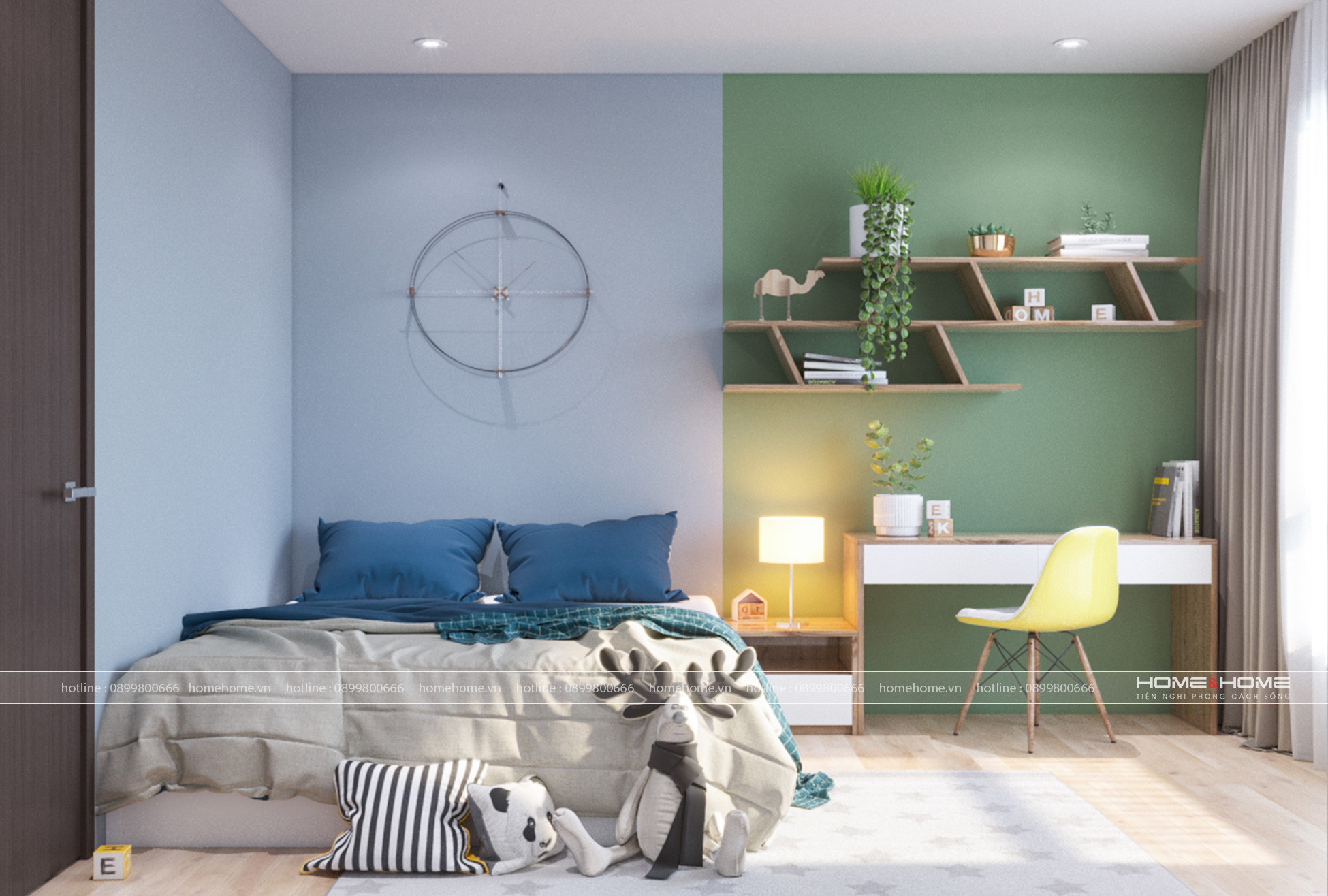 Thiết kế nội thất chung cư Scandinavian với tông màu xanh đẹp mắt ...